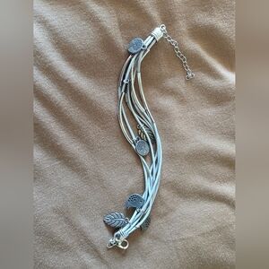 Silver Multi-Strand Leaf Bracelet